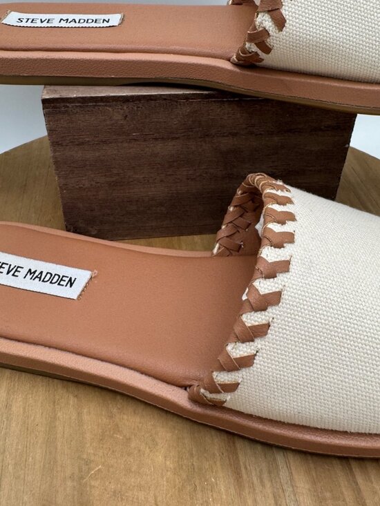 Steve Madden Kaya Cream Sandals Slides woman’s size 10 spring summer - Picture 4 of 11